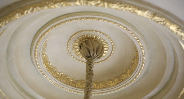 Gold leaf on plaster ornament ceiling