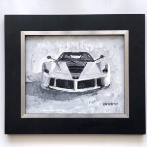 oil on linen painting white Ferrari