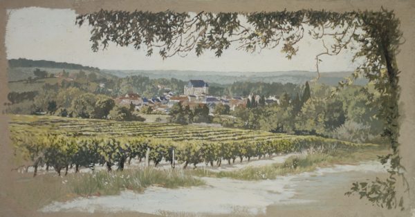 Acrylic French vineyard painting