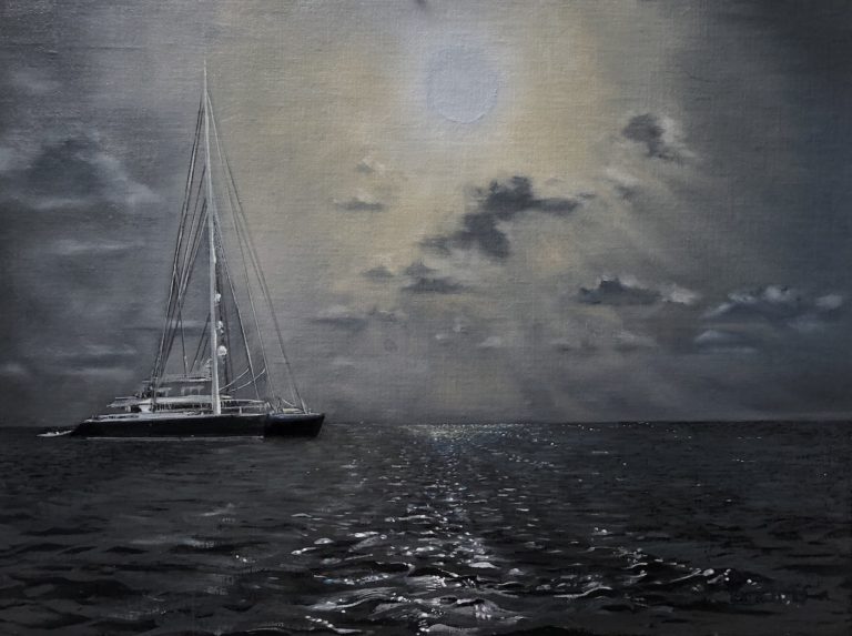 Oil painting, Paradise at Night, The Approach