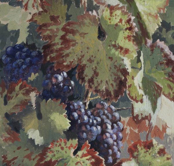 Burlap panels, still life grapes