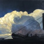 oil painting clouds with ship