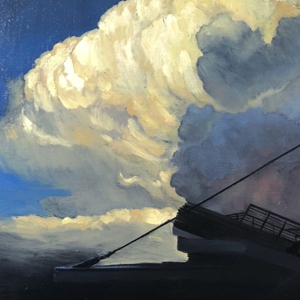 Oil on linen ship and clouds